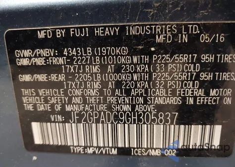 2016 Subaru Crosstrek 2.0I Premium из США, поврежденный, VIN JF2GPADC9GH305837